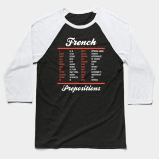 French Prepositions Baseball T-Shirt